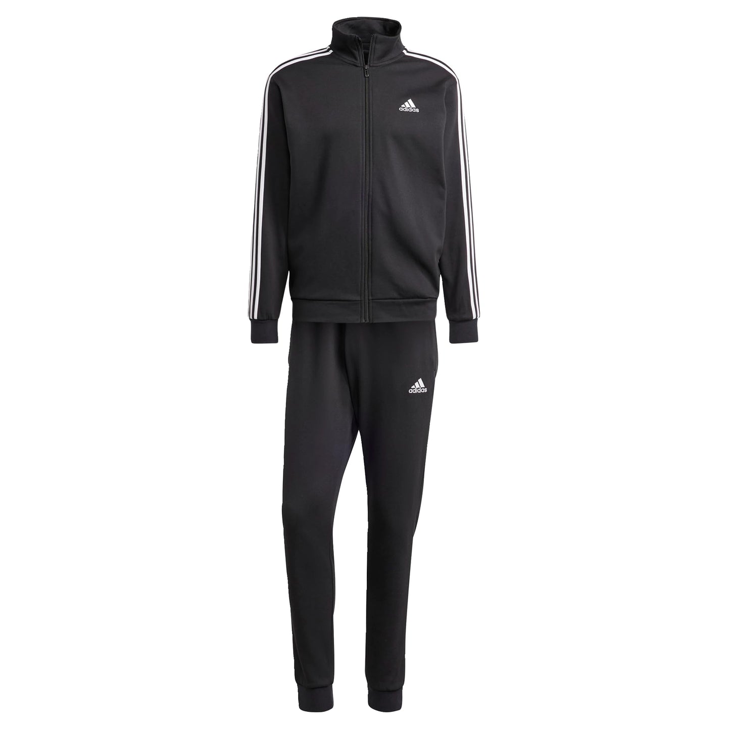 Adidas Basic 3-Stripes Fleece Track Suit, Uomo, Nero