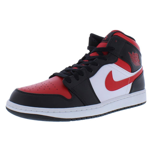 Nike Air Jordan 1 Mid, Uomo, Nero/Rosso Fuoco/Bianco