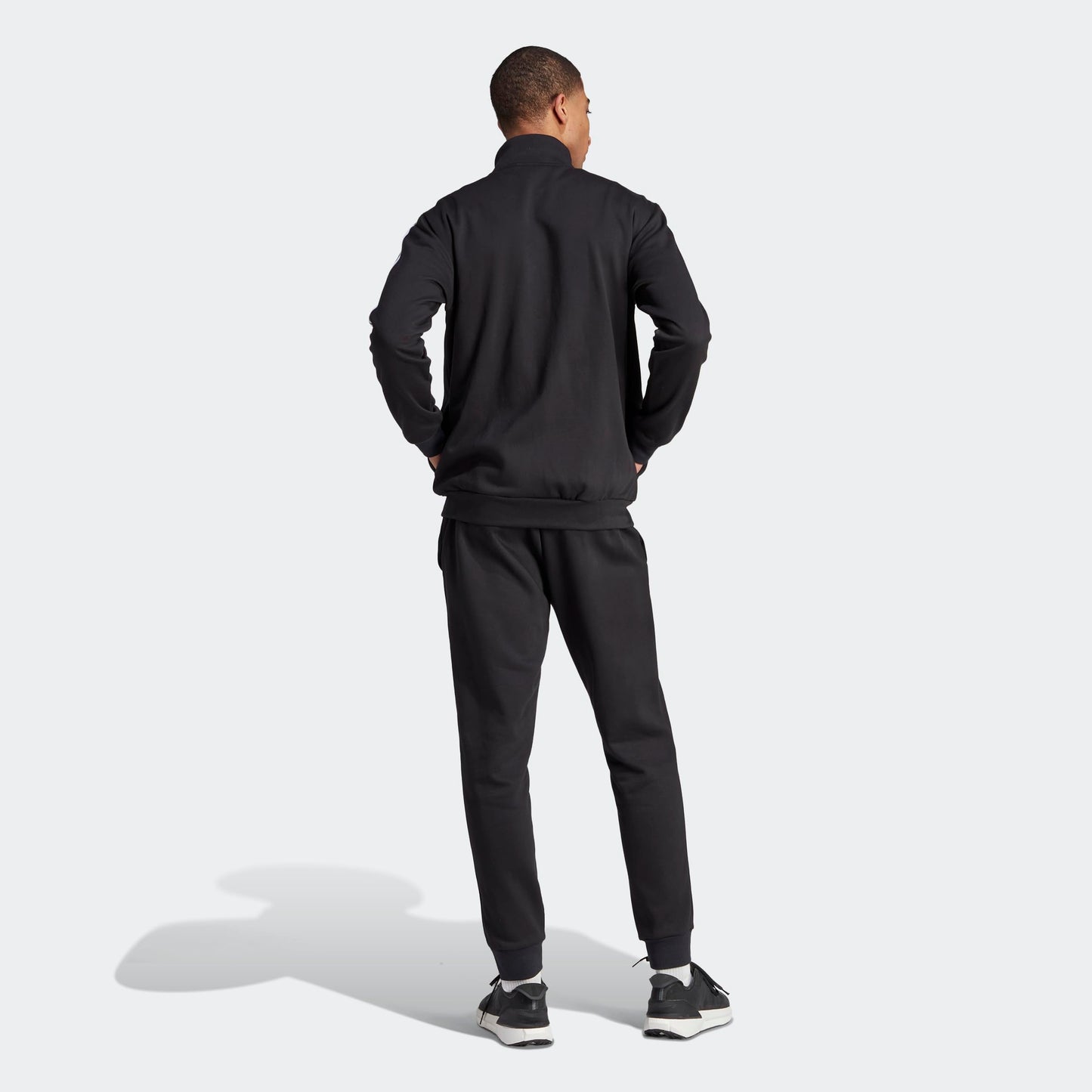 Adidas Basic 3-Stripes Fleece Track Suit, Uomo, Nero