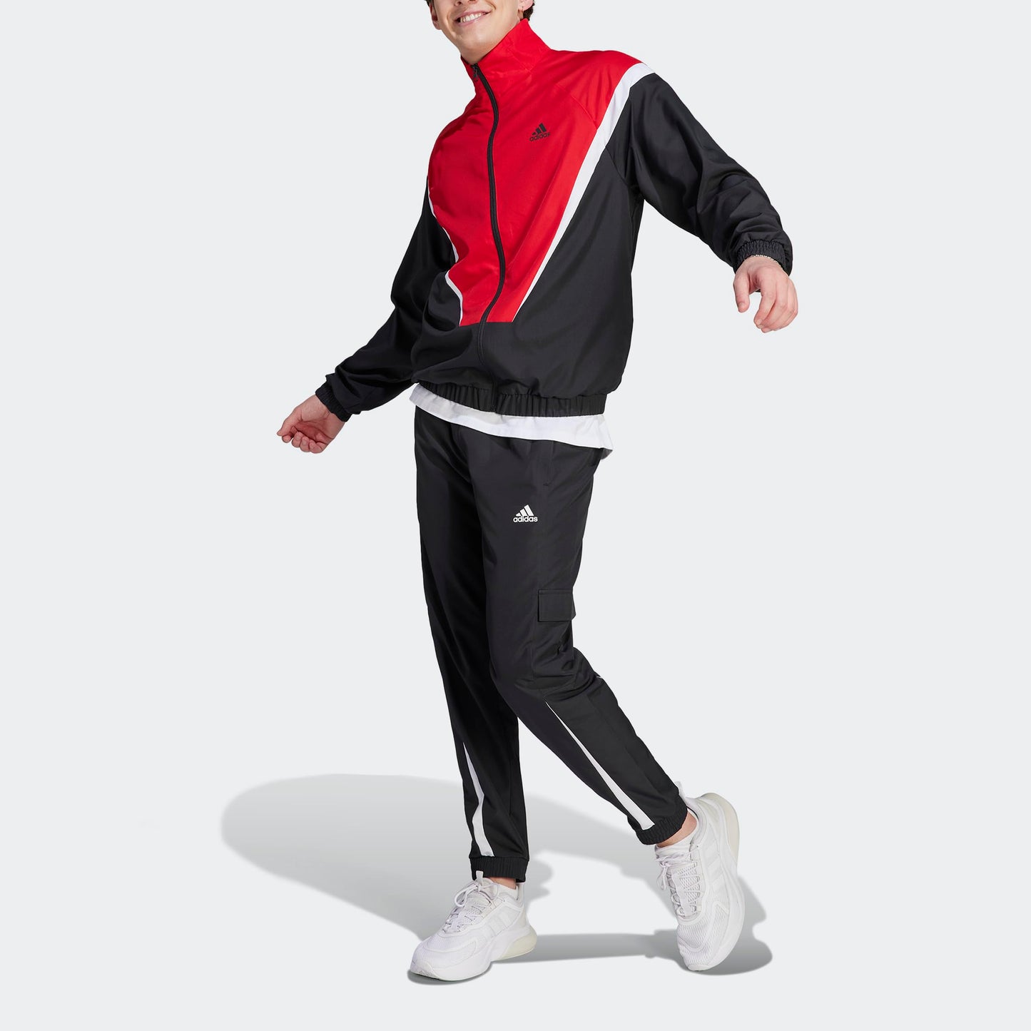 Adidas Sportswear Woven Track Suit, Uomo, Black/Better Scarlet