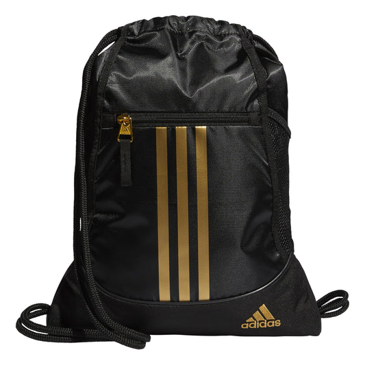 Adidas Alliance Sackpack, Unisex, Nero/Oro Metallizzato